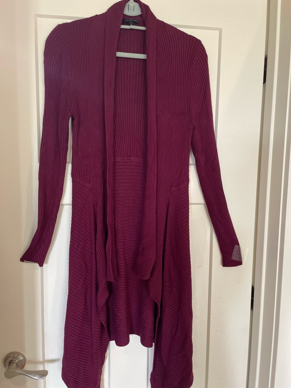 The Limited Ribbed Open-Front Cardigan - Burgundy